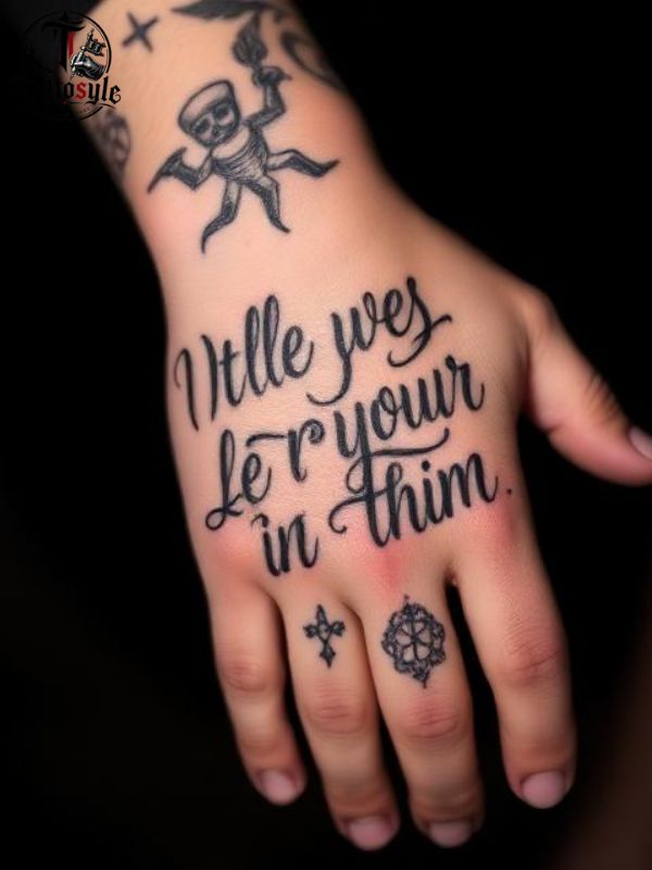 Tattoo En La Mano Hombre Letras