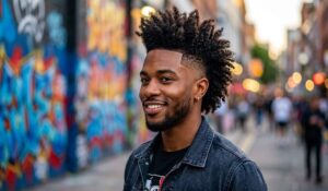 Curly Burst Fade Mohawk