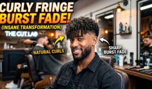 Curly Fringe Burst Fade
