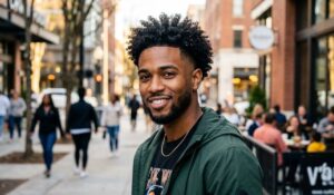 High Burst Fade With Curly Hair