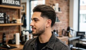 Mid Burst Fade With Straight Hair