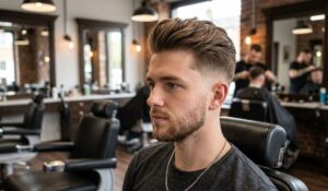 Mid Burst Fade With a Quiff