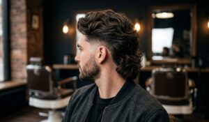 Wavy Burst Fade Mullet